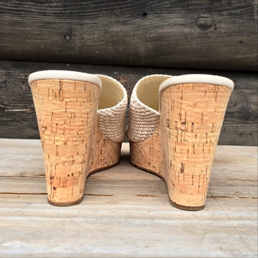Etienne Aigner Daiquiri Costal Boho Luxe Mule Platform Cork Wedge Sandals 8.5M - Picture 10 of 16